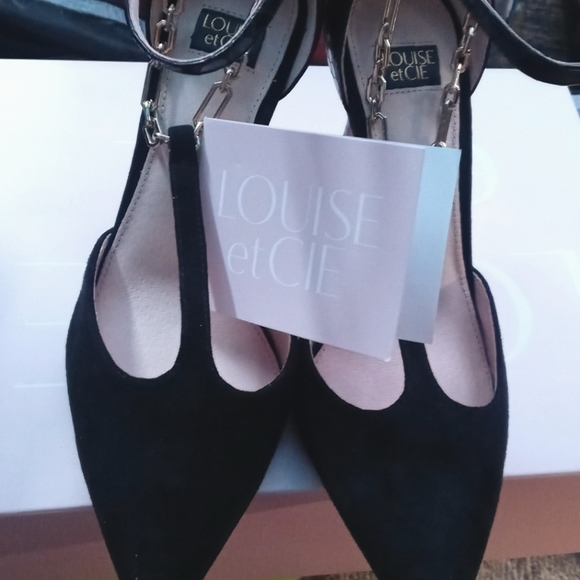 Louise et Cie "lo taite" black pumps with gold chain - Picture 3 of 4